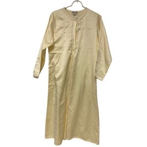 Jones New York Midi‎ Nightgown Yellow Size S Long Sleeve Lace Trim Vintage